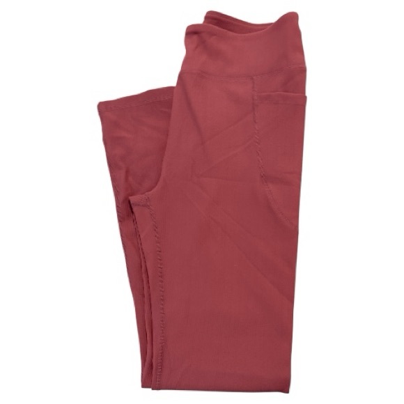 PINSPARK | Flare Ribbed High Waisted Pink Leggings with Pockets | Size L | NWOT - Picture 3 of 9